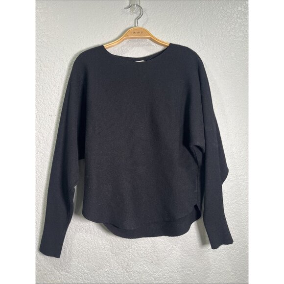 Vila Milano Sweater Top Womens S Black Textured Knit Ribbed Thermal Cozy Classic - Picture 1 of 8